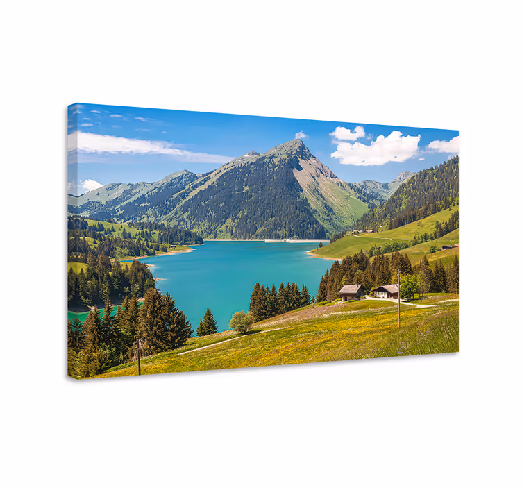 Dipinto di paesaggio scena di serenità alpina - TenStickers