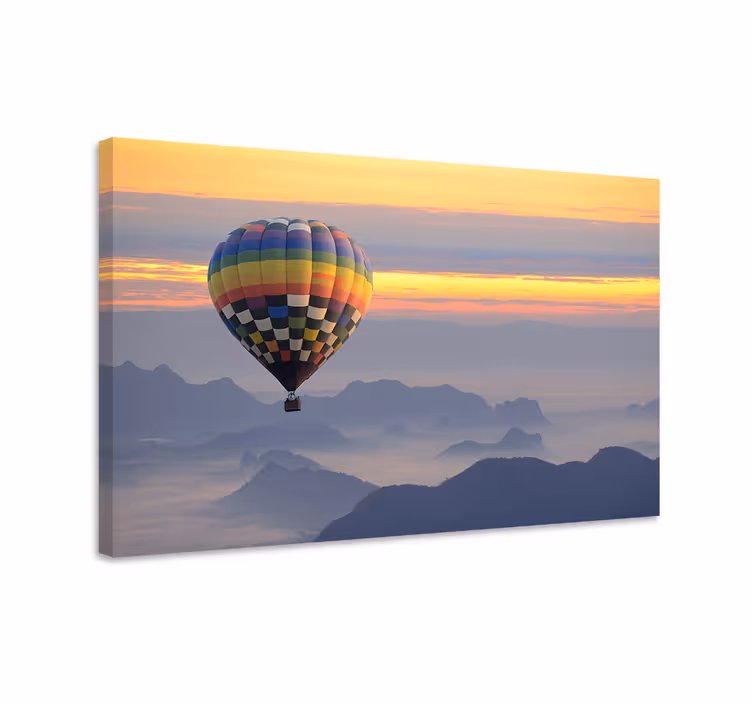 Dipinto di paesaggio pallone aerostatico colorato - TenStickers