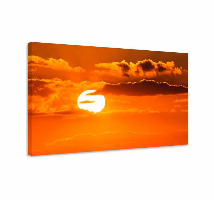 Dipinto di paesaggio tramonto tra le nuvole - TenStickers