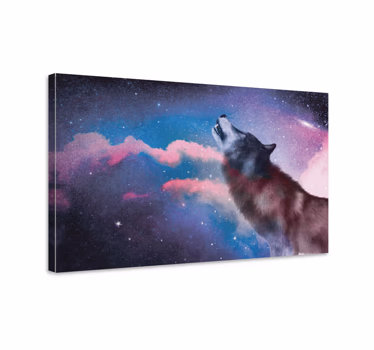 Dipinto cane lupo maestoso che ulula - TenStickers