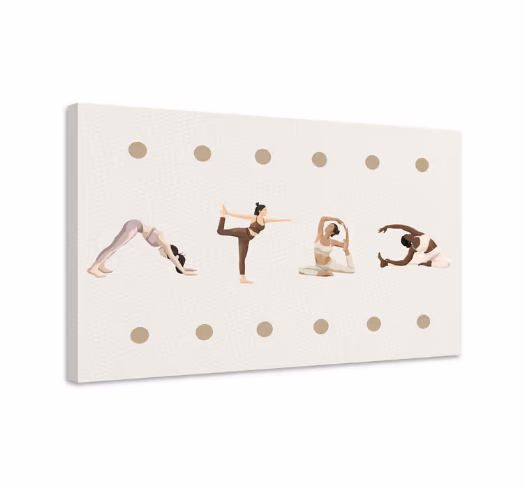 Dipinto con testo sequenza di pose yoga - TenStickers