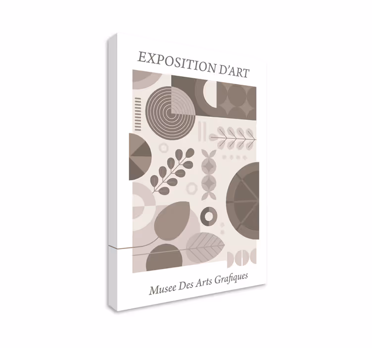 Dipinto astratto motivi geometrici di foglie - TenStickers