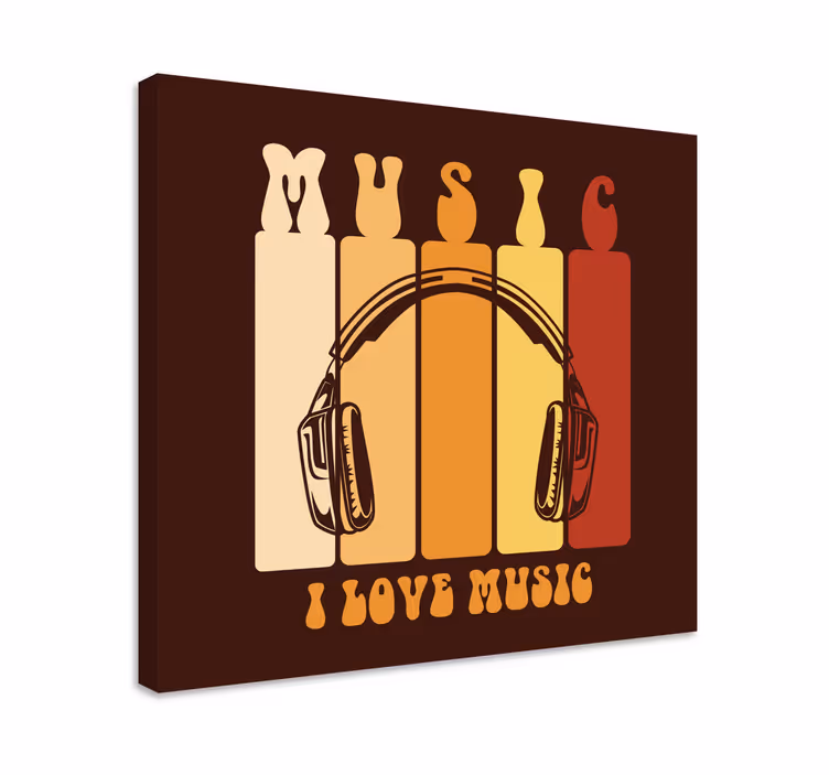 Dipinto musicale cuffie e suono - TenStickers