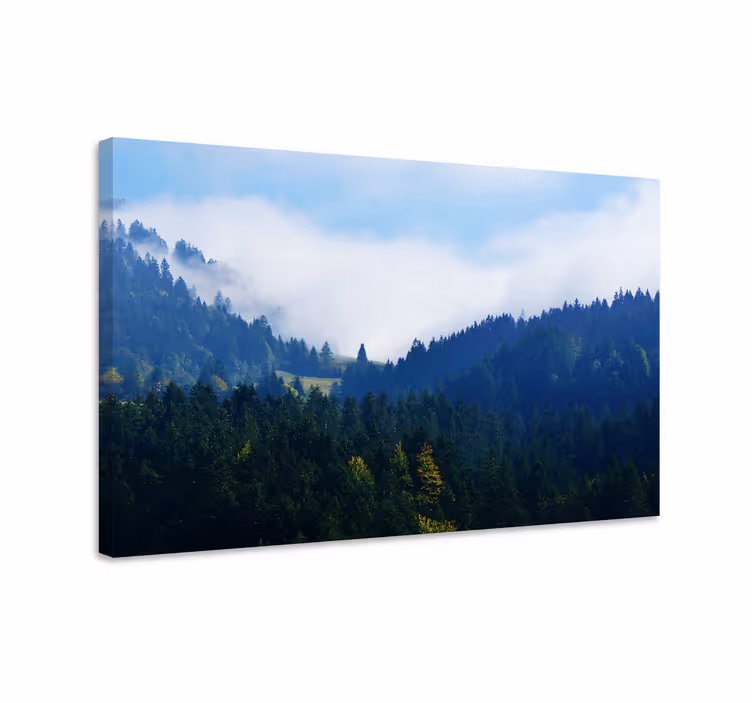 Dipinto di paesaggio vette maestose della foresta - TenStickers