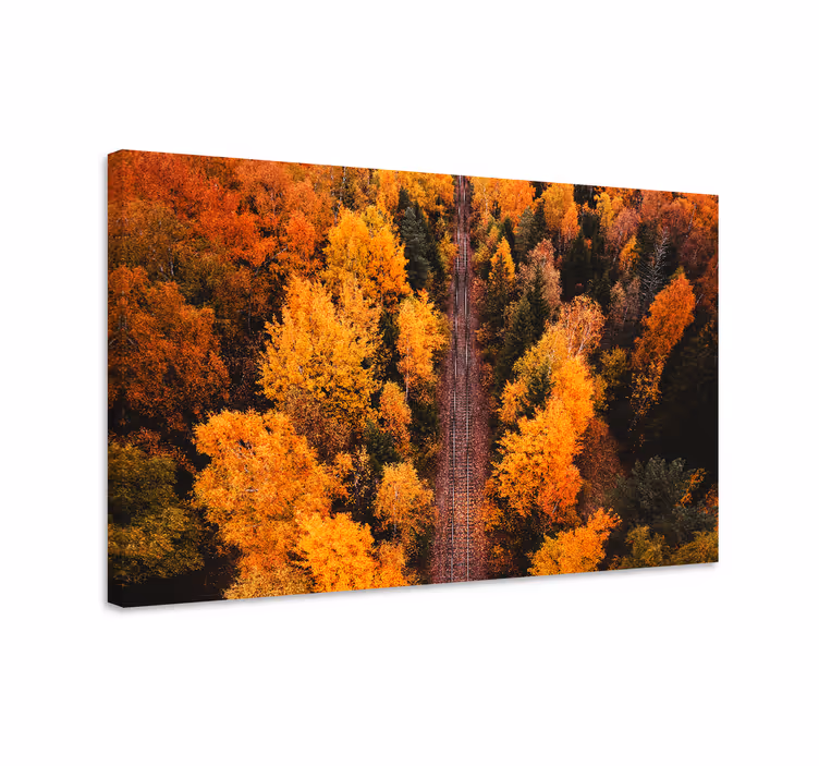 Dipinto di paesaggio sentiero di foglie d'autunno - TenStickers