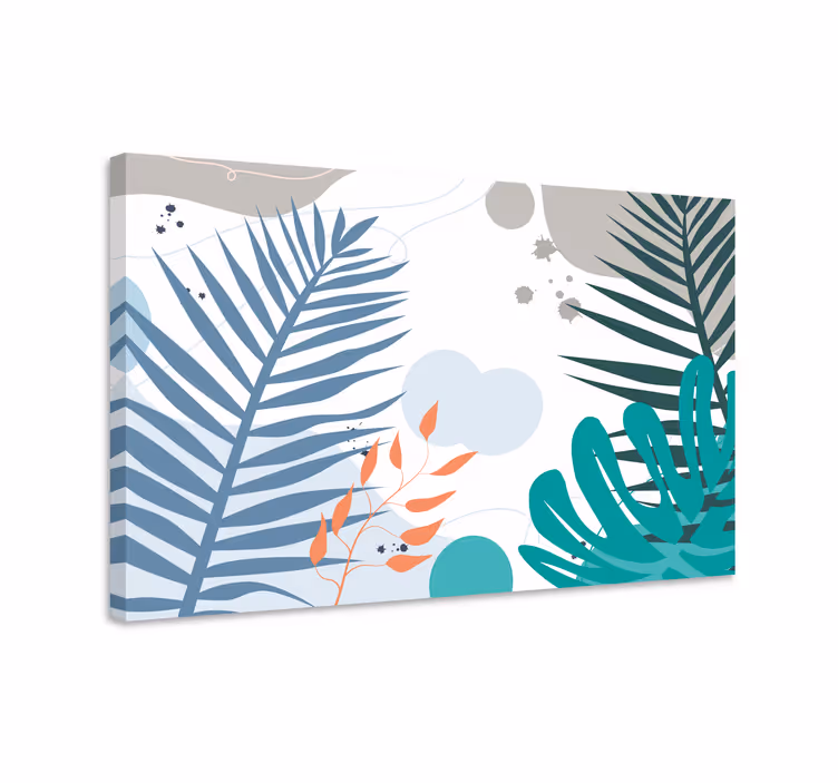 Dipinto con fiori e piante motivi di foglie moderne - TenStickers