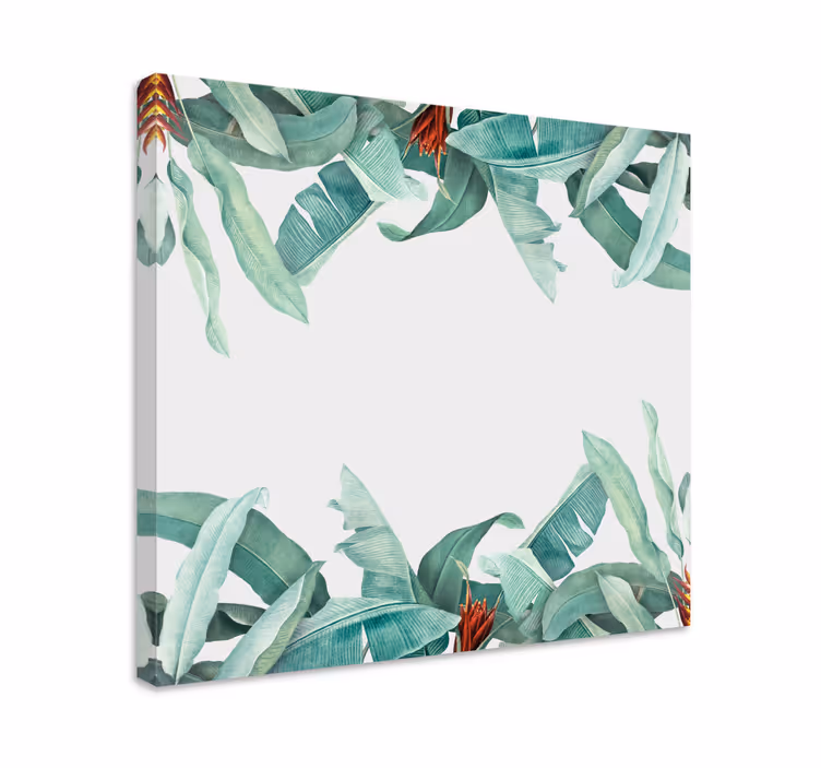 Dipinto con fiori e piante composizione foglie tropicali - TenStickers