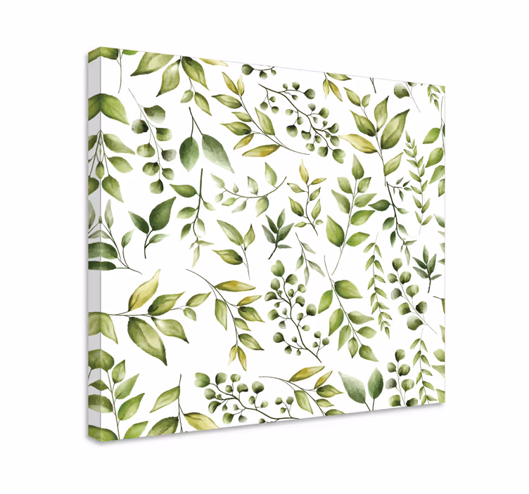 Dipinto con fiori e piante motivo di verde lussureggiante - TenStickers
