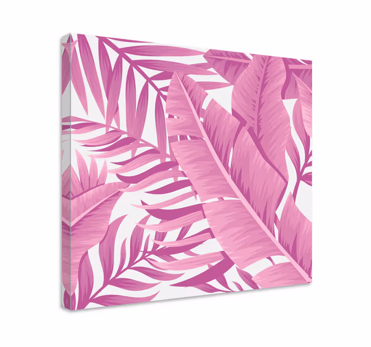 Dipinto con fiori e piante foglie tropicali rosa - TenStickers