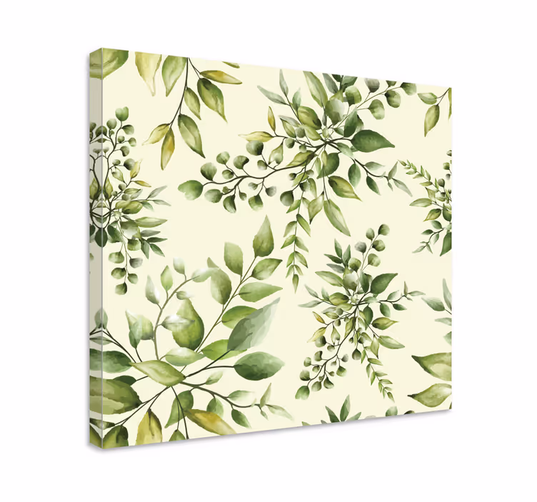 Dipinto con fiori e piante fiori di verde delicato - TenStickers
