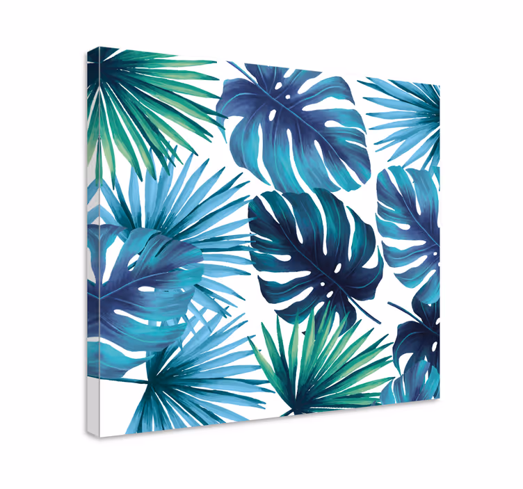 Dipinto con fiori e piante motivo foglia tropicale - TenStickers