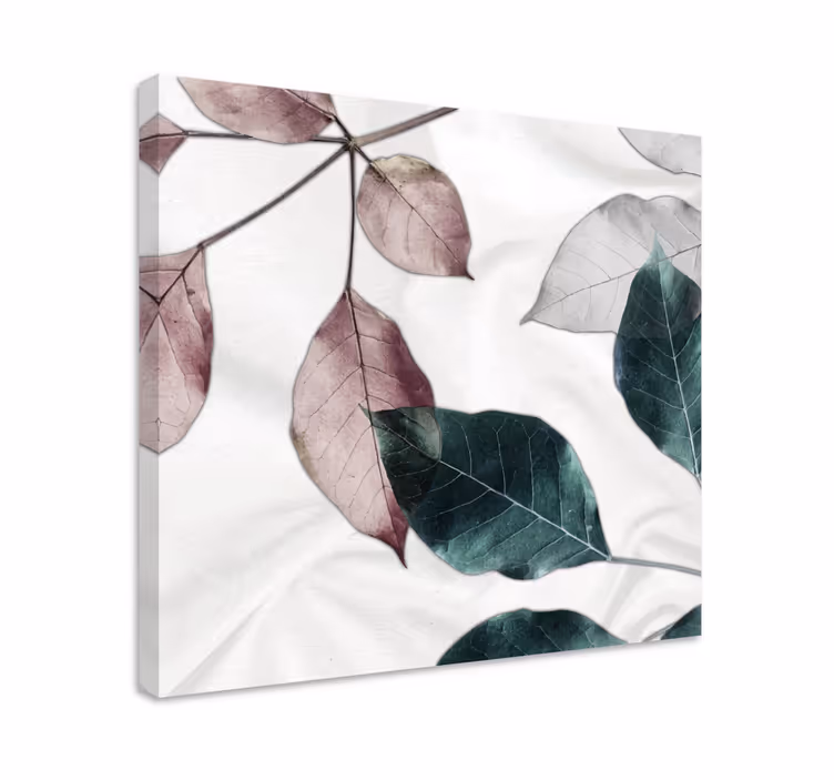 Dipinto con fiori e piante composizione di foglie elegante - TenStickers