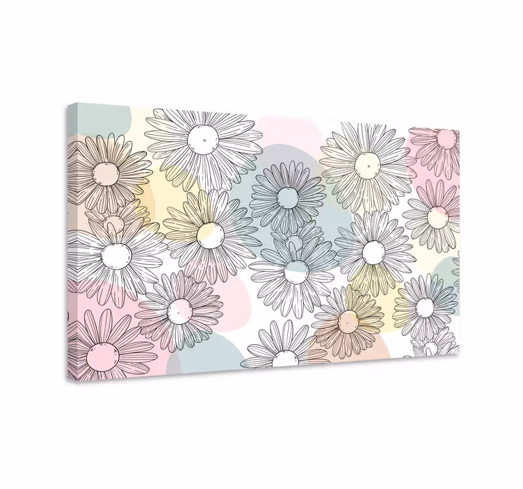 Dipinto con fiori e piante motivo margherita - TenStickers