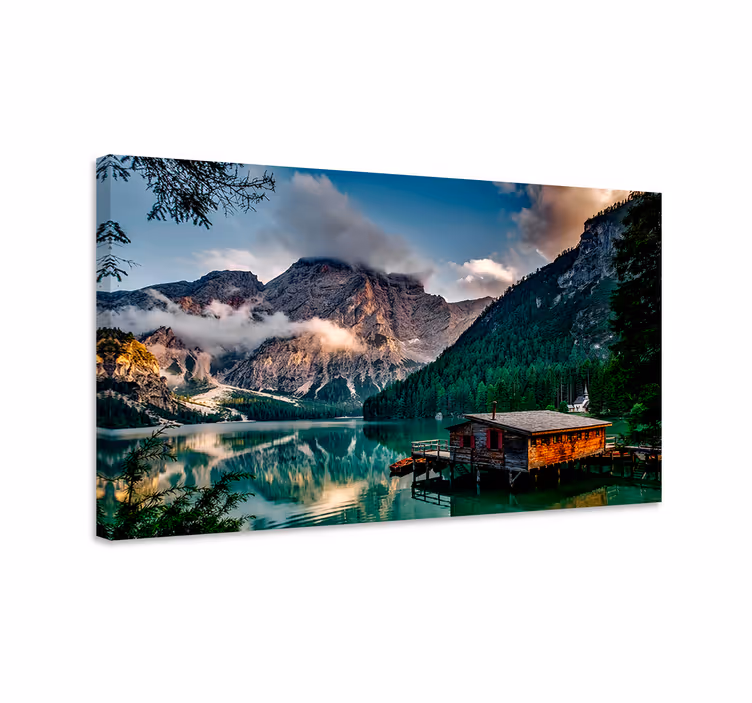 Dipinto di paesaggio vista sul lago di montagna - TenStickers