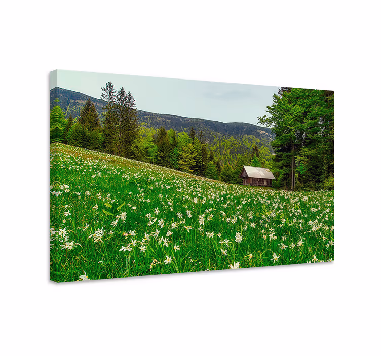 Dipinto di paesaggio cabina incantevole in campagna - TenStickers