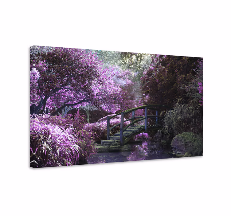 Dipinto di paesaggio ponte di giardino sereno - TenStickers