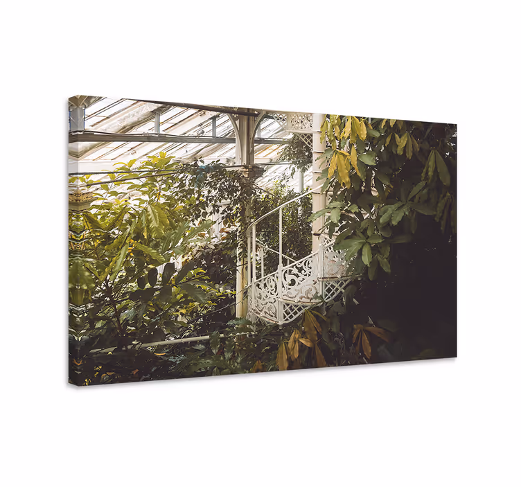 Dipinto con fiori e piante composizione verde lussureggiante - TenStickers