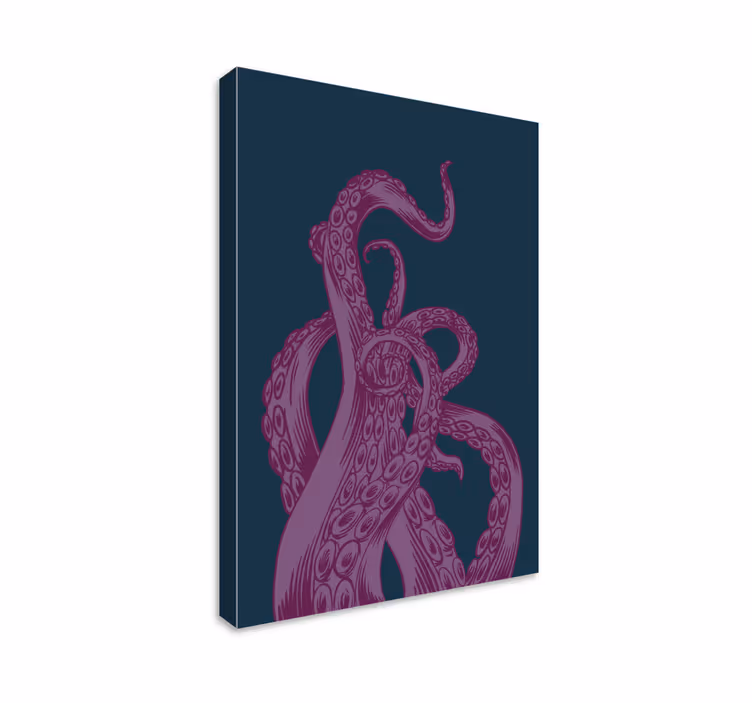 Dipinto di pesci design con tentacoli di polpo - TenStickers