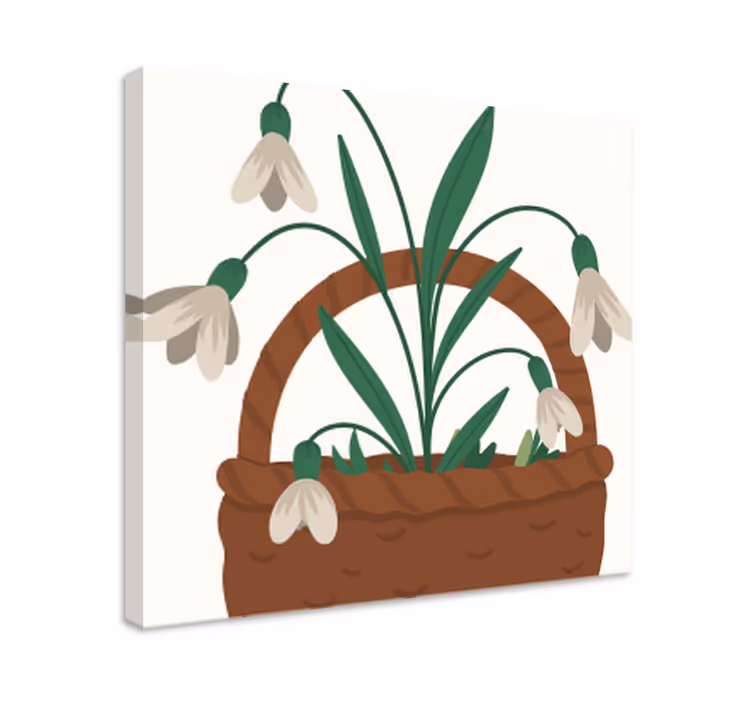 Dipinto con fiori e piante cesto di galanthus - TenStickers