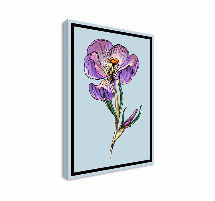 Dipinto con fiori e piante eleganza floreale viola - TenStickers
