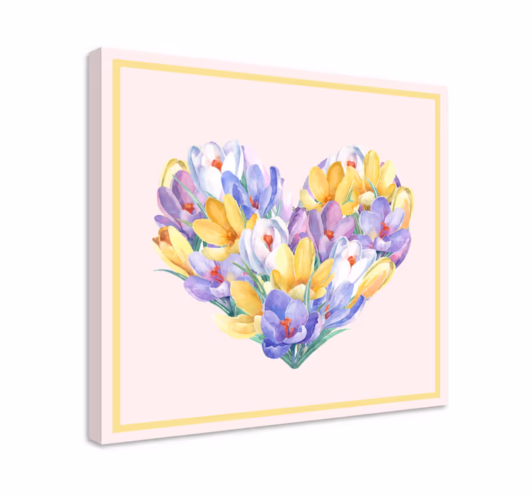Dipinto con fiori e piante a forma di cuore - TenStickers