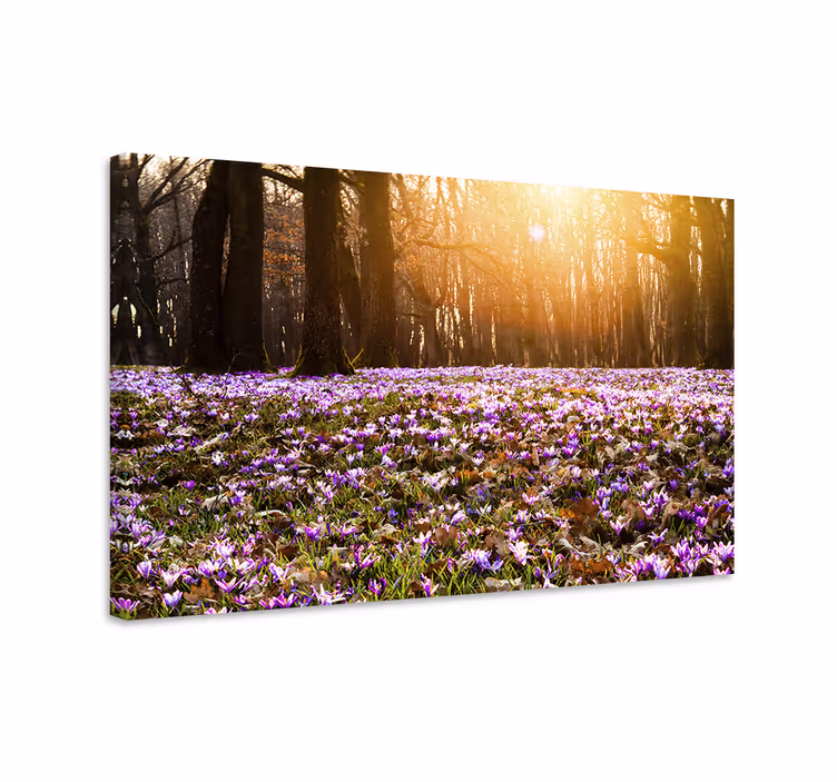 Dipinto con fiori e piante paesaggio primaverile fiorito - TenStickers