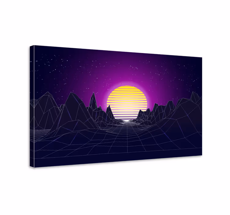 Dipinto moderno paesaggio geometrico al tramonto - TenStickers