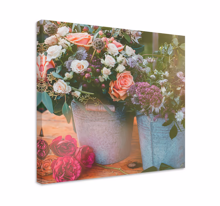 Dipinto con fiori e piante vasi di fiori decorativi - TenStickers