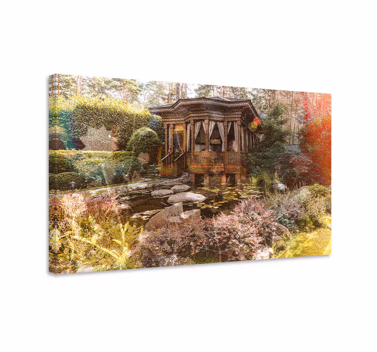 Dipinto di paesaggio ritiro nel giardino sereno - TenStickers