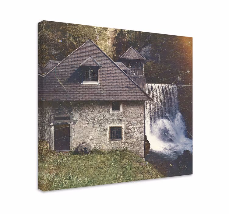 Dipinto di paesaggio scena di cascata storica - TenStickers