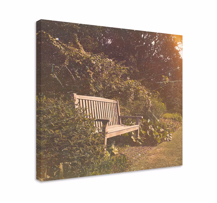 Dipinto di paesaggio panchina da giardino serena - TenStickers