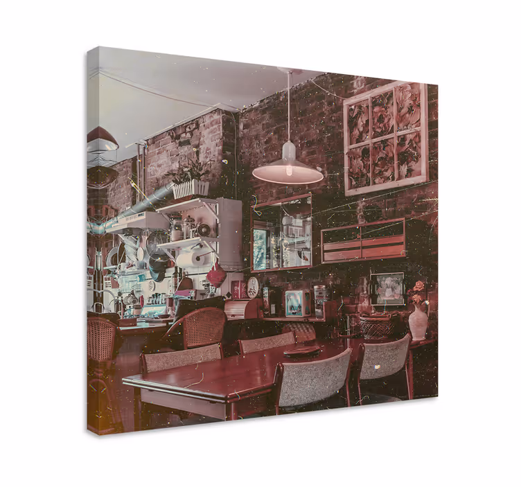 Dipinto città e paesi scena di caffè vintage - TenStickers