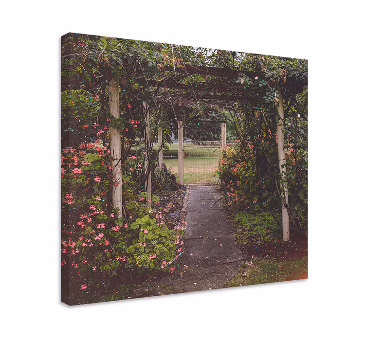 Dipinto con fiori e piante sentiero del giardino fiorito - TenStickers