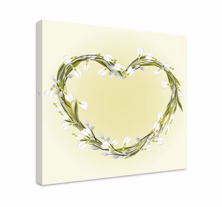 Dipinto con fiori e piante cuore di fiori - TenStickers