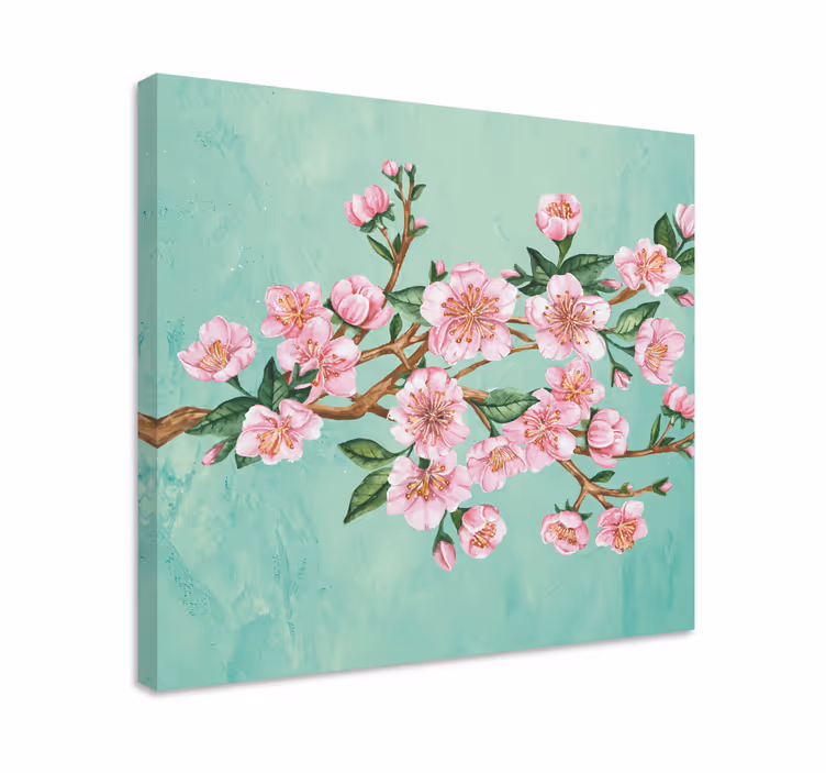 Dipinto con fiori e piante stelo di fiori di ciliegio - TenStickers