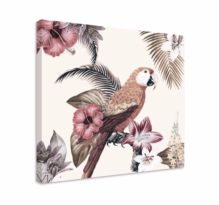 Dipinto con uccelli scena di pappagallo tropicale - TenStickers