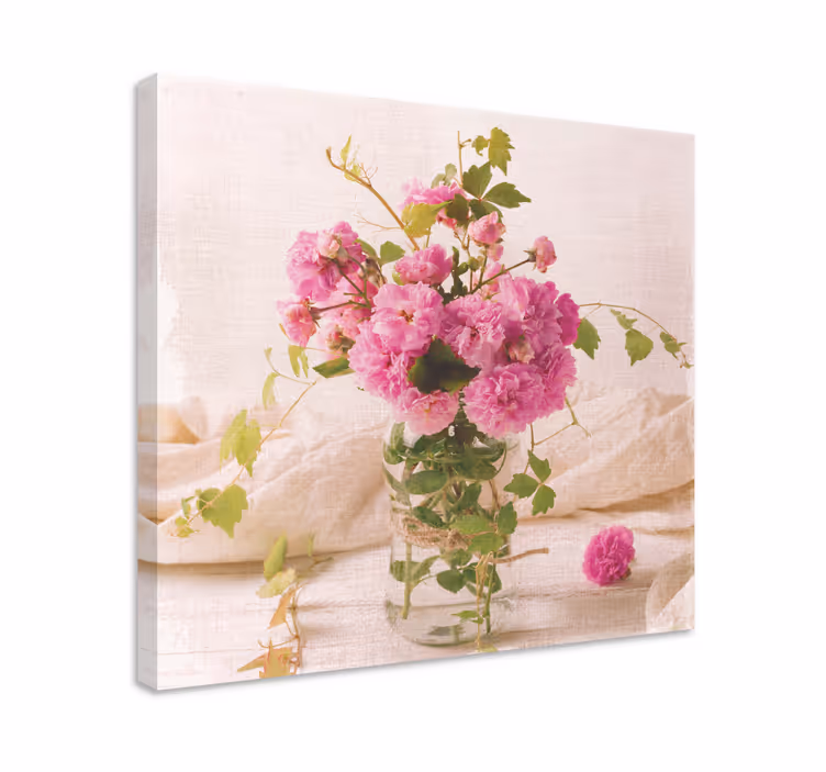 Dipinto con fiori e piante composizione botanica rosa - TenStickers