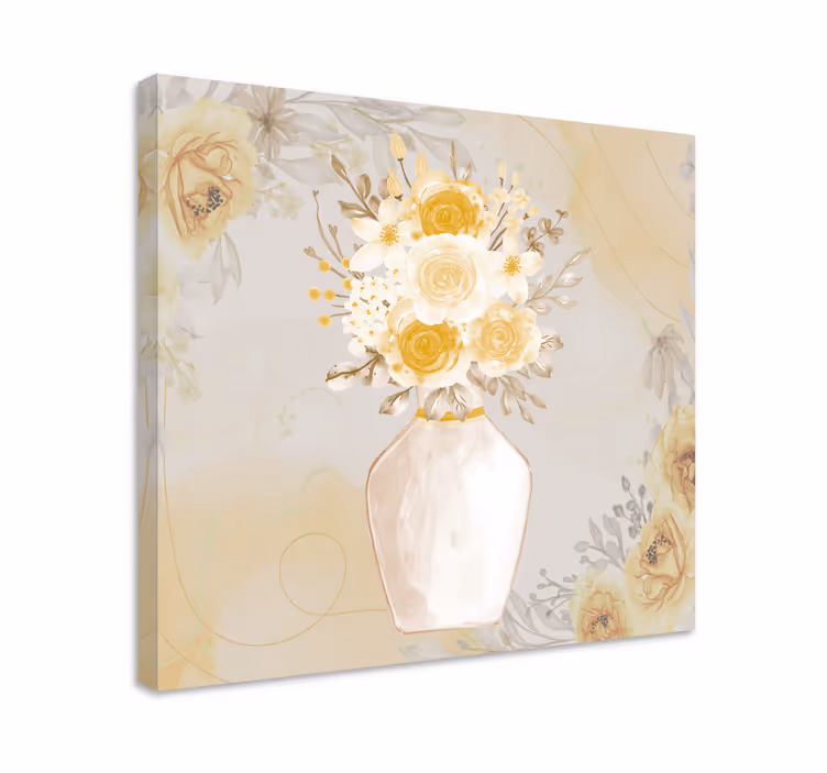 Dipinto con fiori e piante composizione fiorita elegante - TenStickers