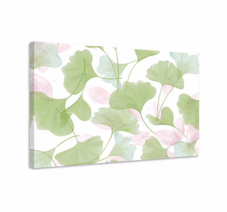 Dipinto con fiori e piante motivo foglia di ginkgo - TenStickers
