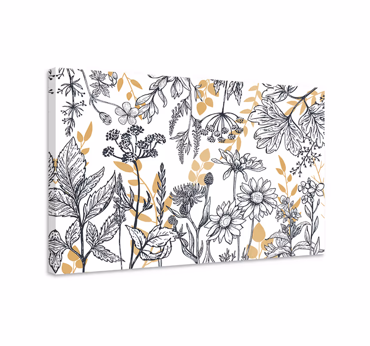 Quadro con fiori Variazione "glamour floreale" con oro - TenStickers