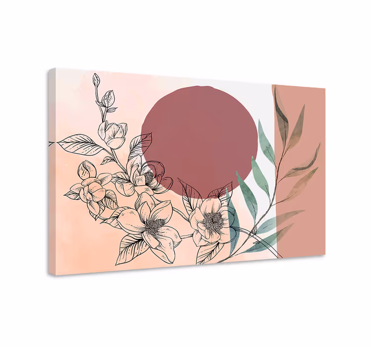 Dipinto con fiori e piante disposizione circolare - TenStickers