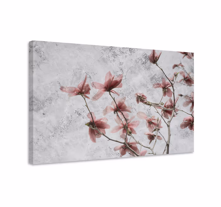 Dipinto con fiori e piante fiori rosa gentili - TenStickers