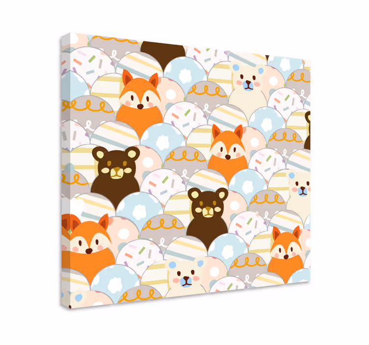 Dipinto con personaggio volti di animali adorabili - TenStickers