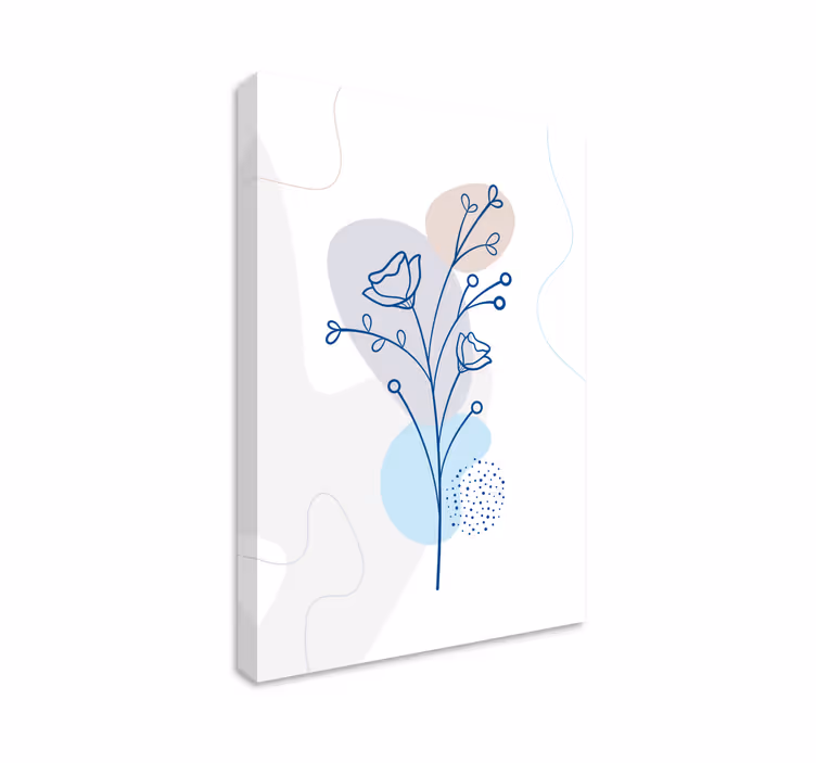 Dipinto con fiori e piante composizione a contorno floreale - TenStickers