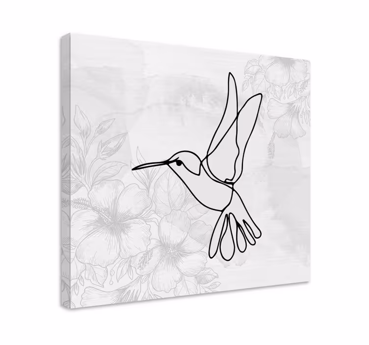 Dipinto con uccelli silhouette di colibrì elegante - TenStickers