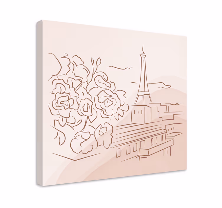 Dipinto città e paesi scena floreale parigina - TenStickers
