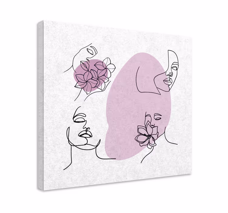 Dipinto con fiori e piante volti floreali astratti - TenStickers