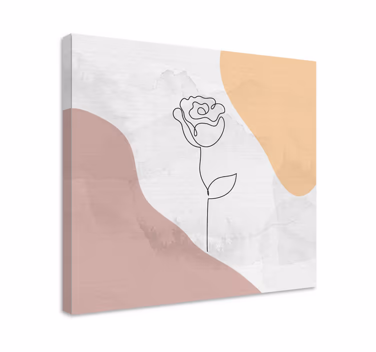 Dipinto con fiori e piante contorno di rosa elegante - TenStickers
