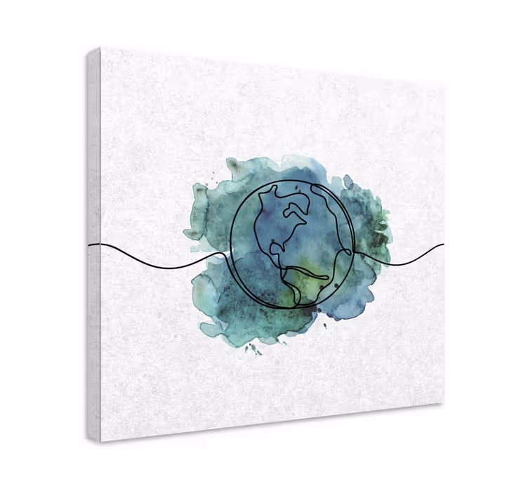 Dipinto mappamondo contorno terra contemporaneo - TenStickers