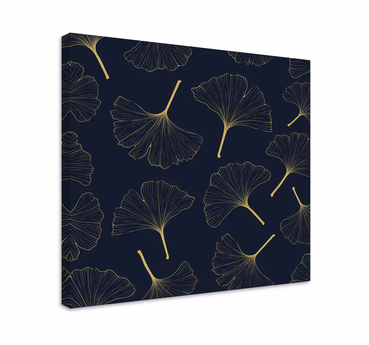 Dipinto con fiori e piante motivo foglie di ginkgo - TenStickers